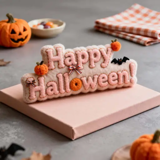 fluffy Halloween text sign