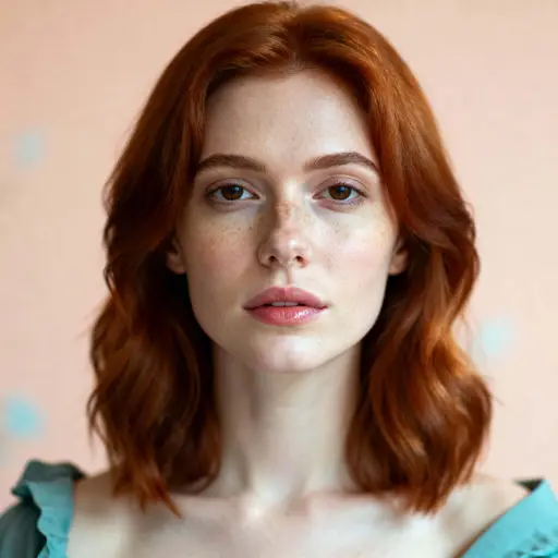 Ginger-haired woman in intimate square portrait