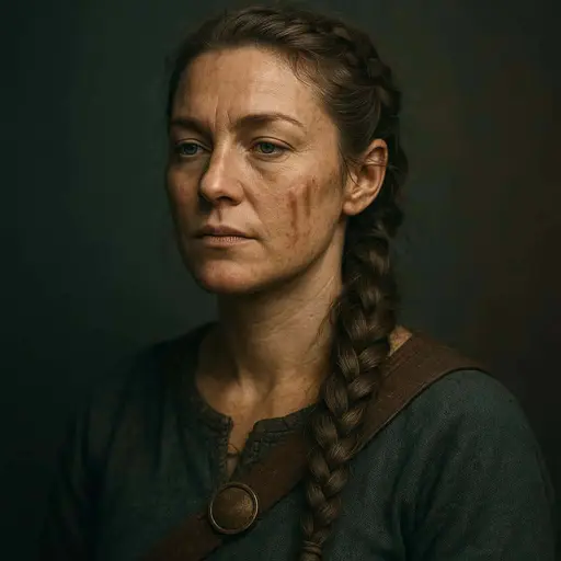 Viking woman photographic portrait, 1:1