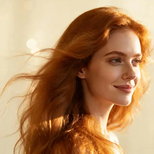 Woman with Flowing Ginger Hair Portrait