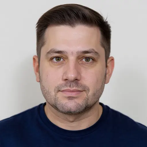 Contemplative Gaze in Navy Blue