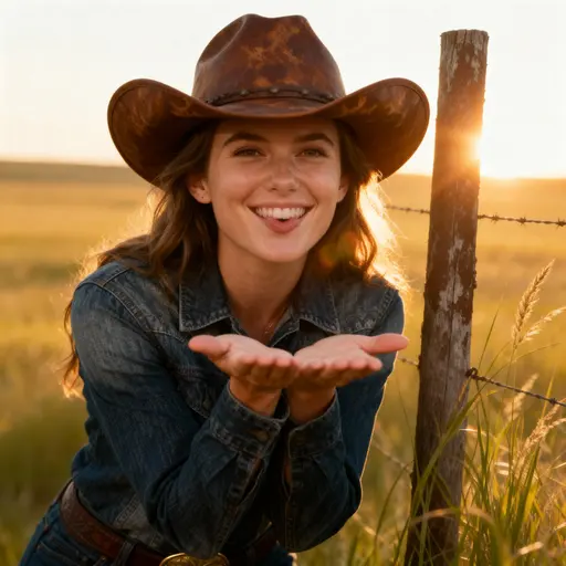 Cowgirl Sending Kisses