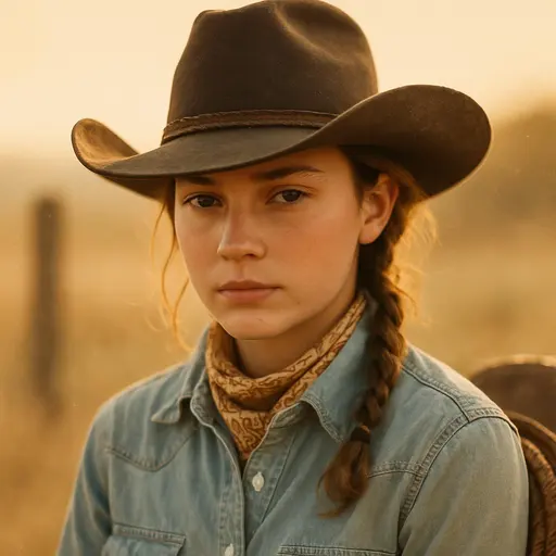 Dusty Golden Cowgirl Portrait