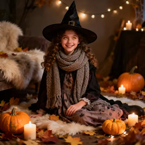 Fluffy Cute Halloween Witch Portrait