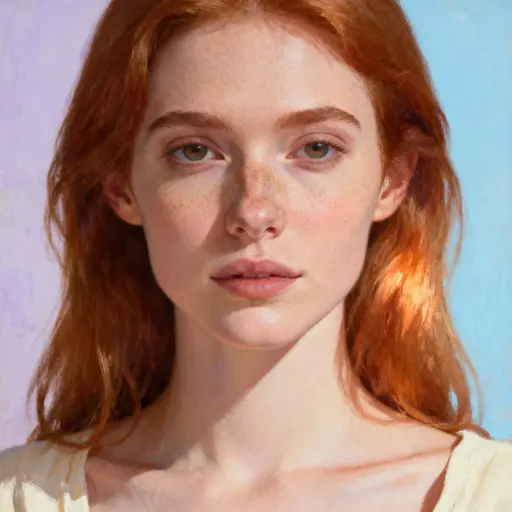 Ginger-haired woman close square portrait