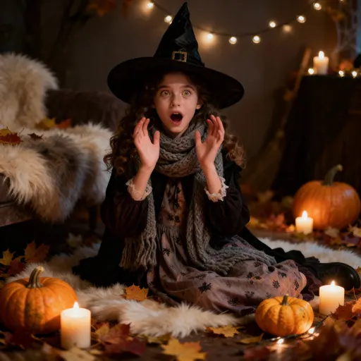 Scared witch with hand gestures