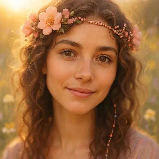 Sunlit Bohemian Blossom Portrait