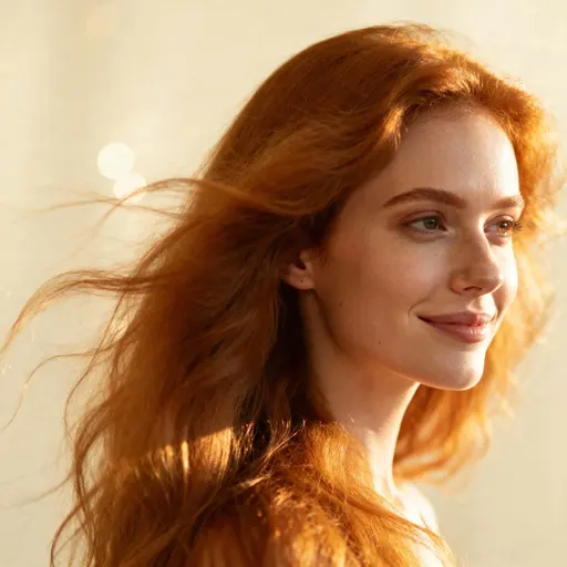 Woman with Flowing Ginger Hair Portrait